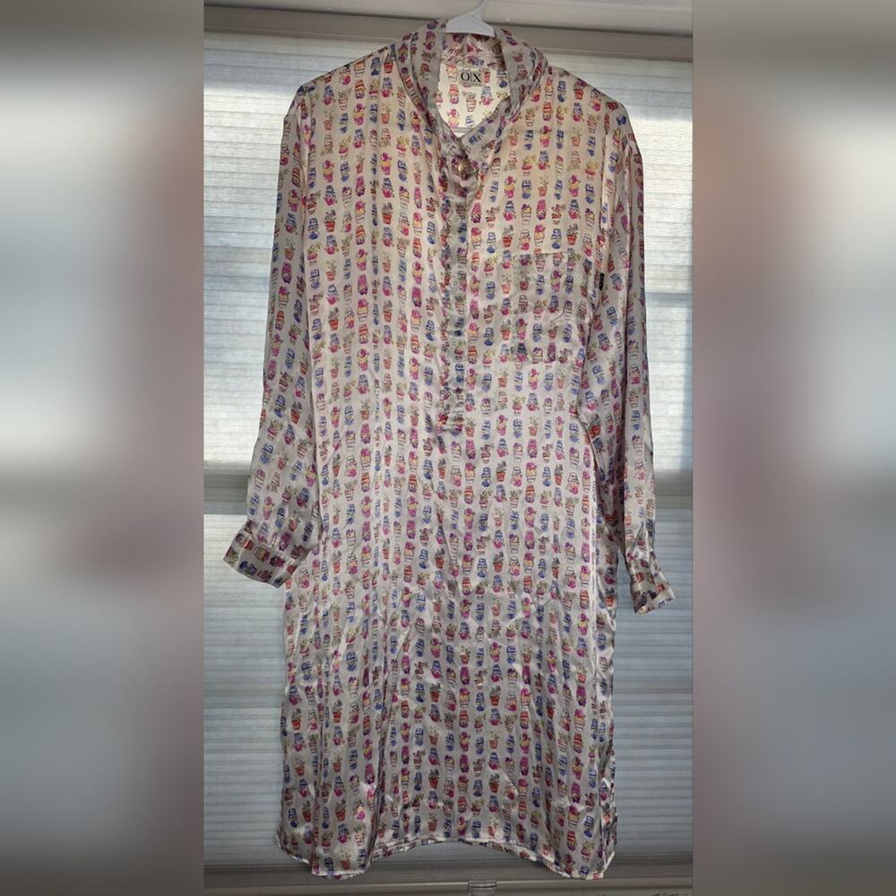 Vintage O|X Milano  Flower Pot Print Pajama/Tunic 80s & 90s